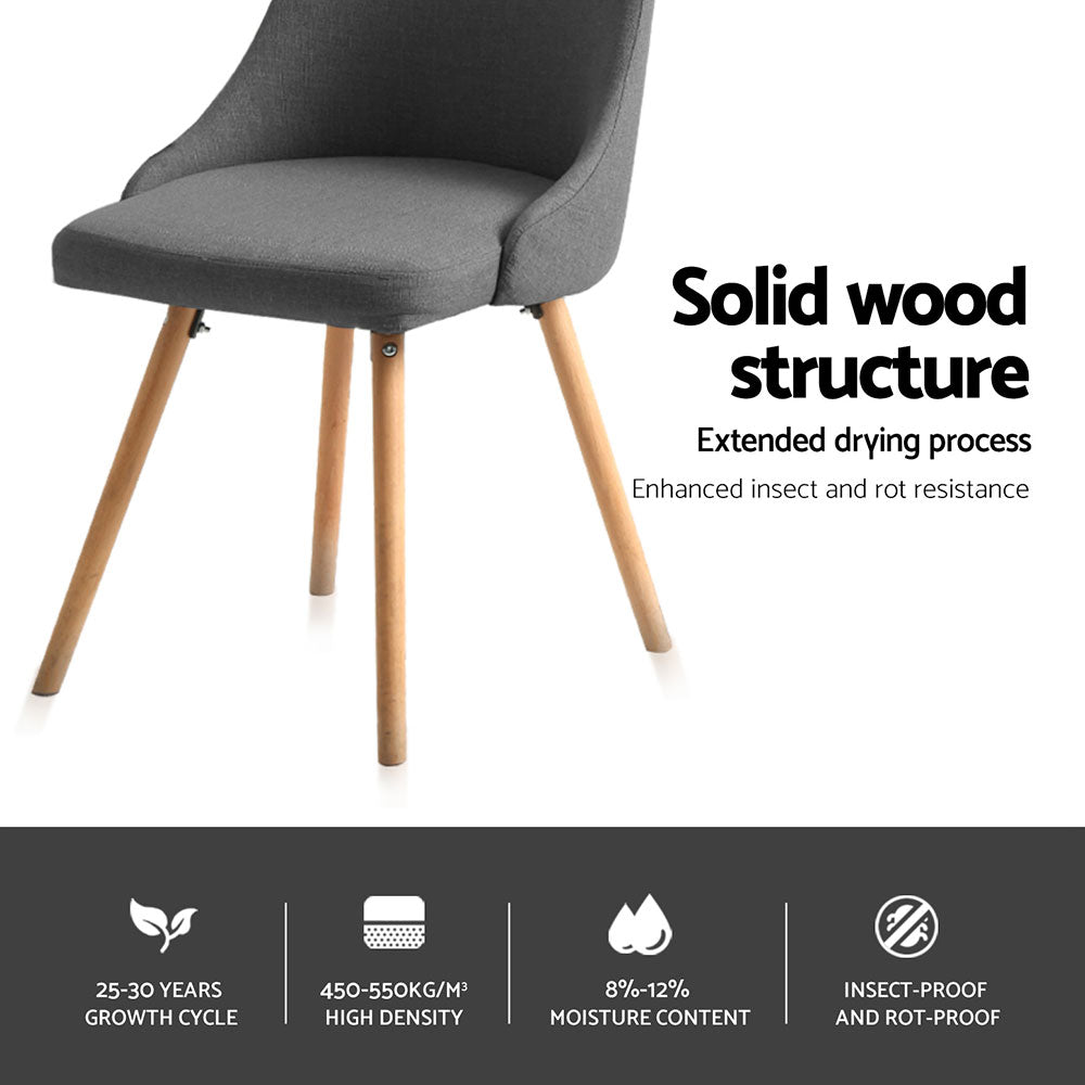 Julian Fabric Dining Chair - Grey (Set of 4)