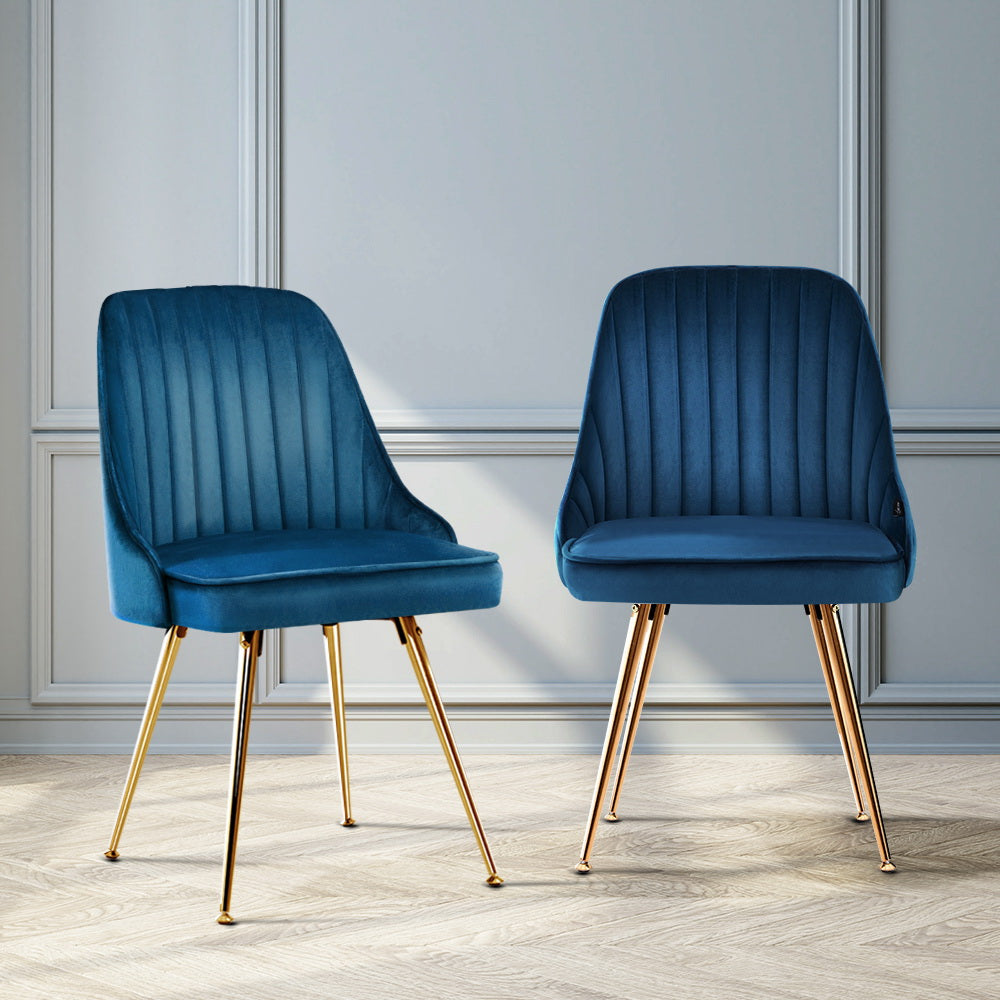 Aurora Velvet Dining Chair - Blue (Set of 2)