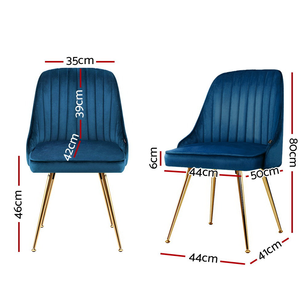 Aurora Velvet Dining Chair - Blue (Set of 2)