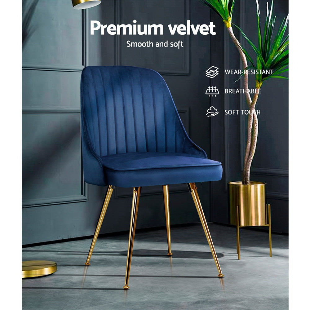Aurora Velvet Dining Chair - Blue (Set of 2)