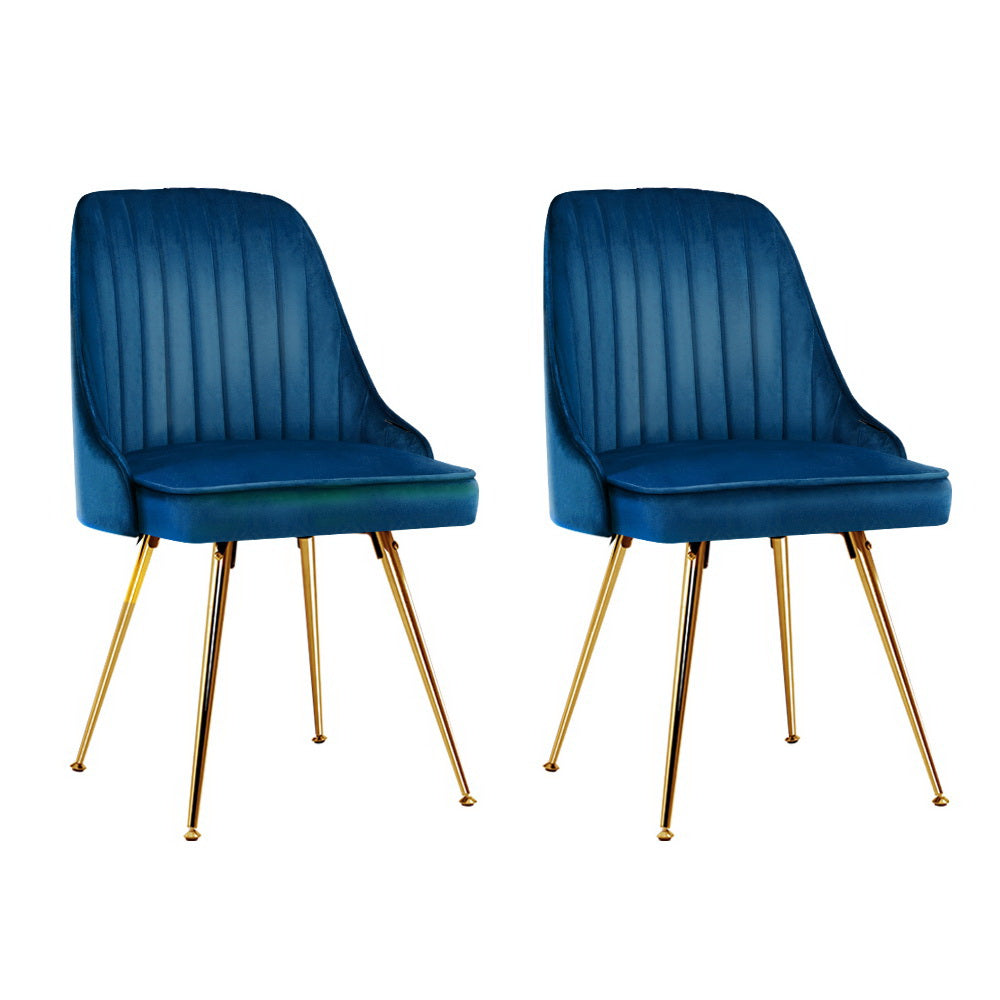 Aurora Velvet Dining Chair - Blue (Set of 2)
