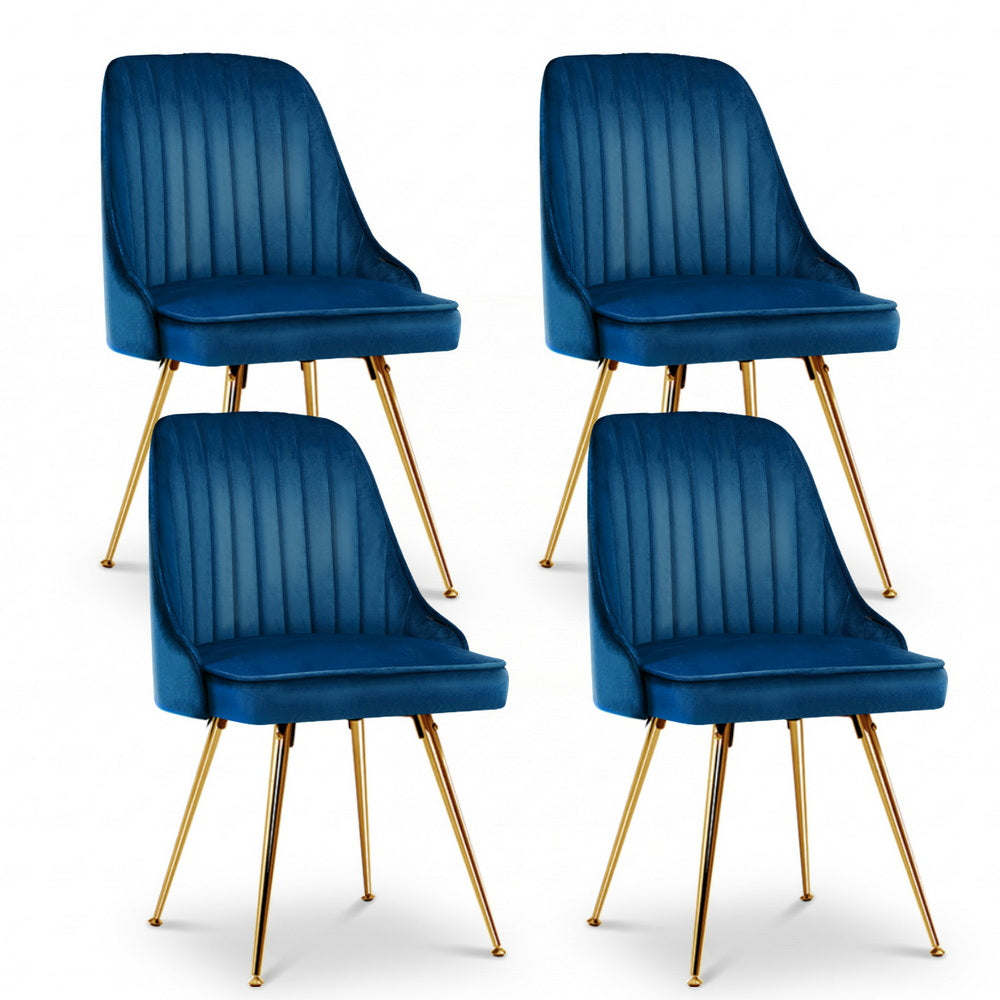 Aurora Velvet Dining Chair - Blue (Set of 4)