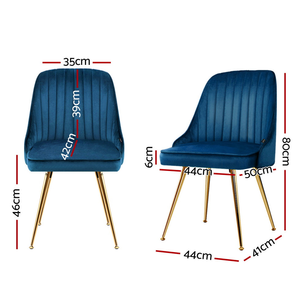 Aurora Velvet Dining Chair - Blue (Set of 4)