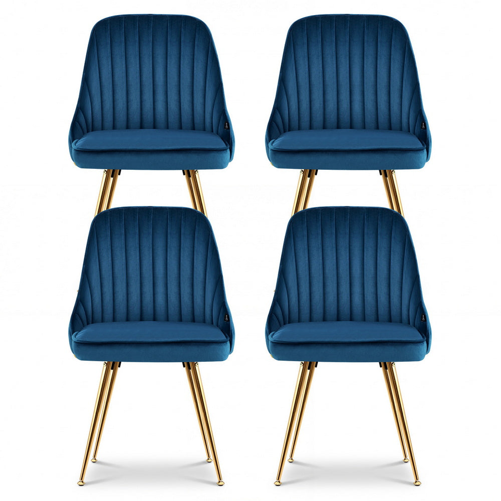 Aurora Velvet Dining Chair - Blue (Set of 4)