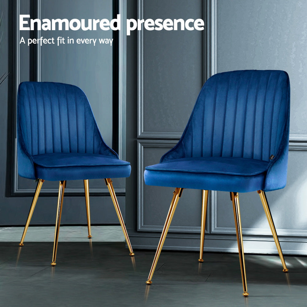 Aurora Velvet Dining Chair - Blue (Set of 4)