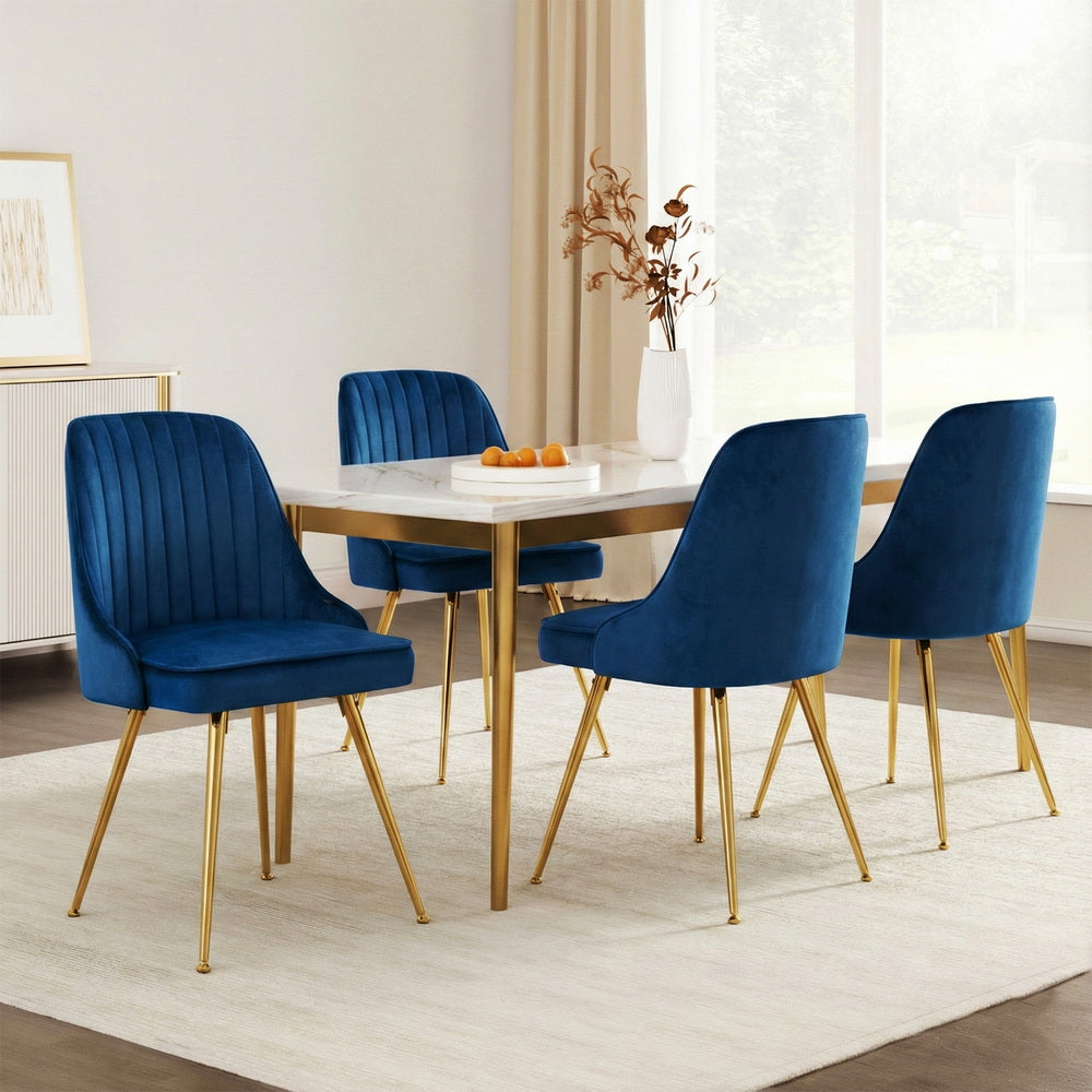 Aurora Velvet Dining Chair - Blue (Set of 4)