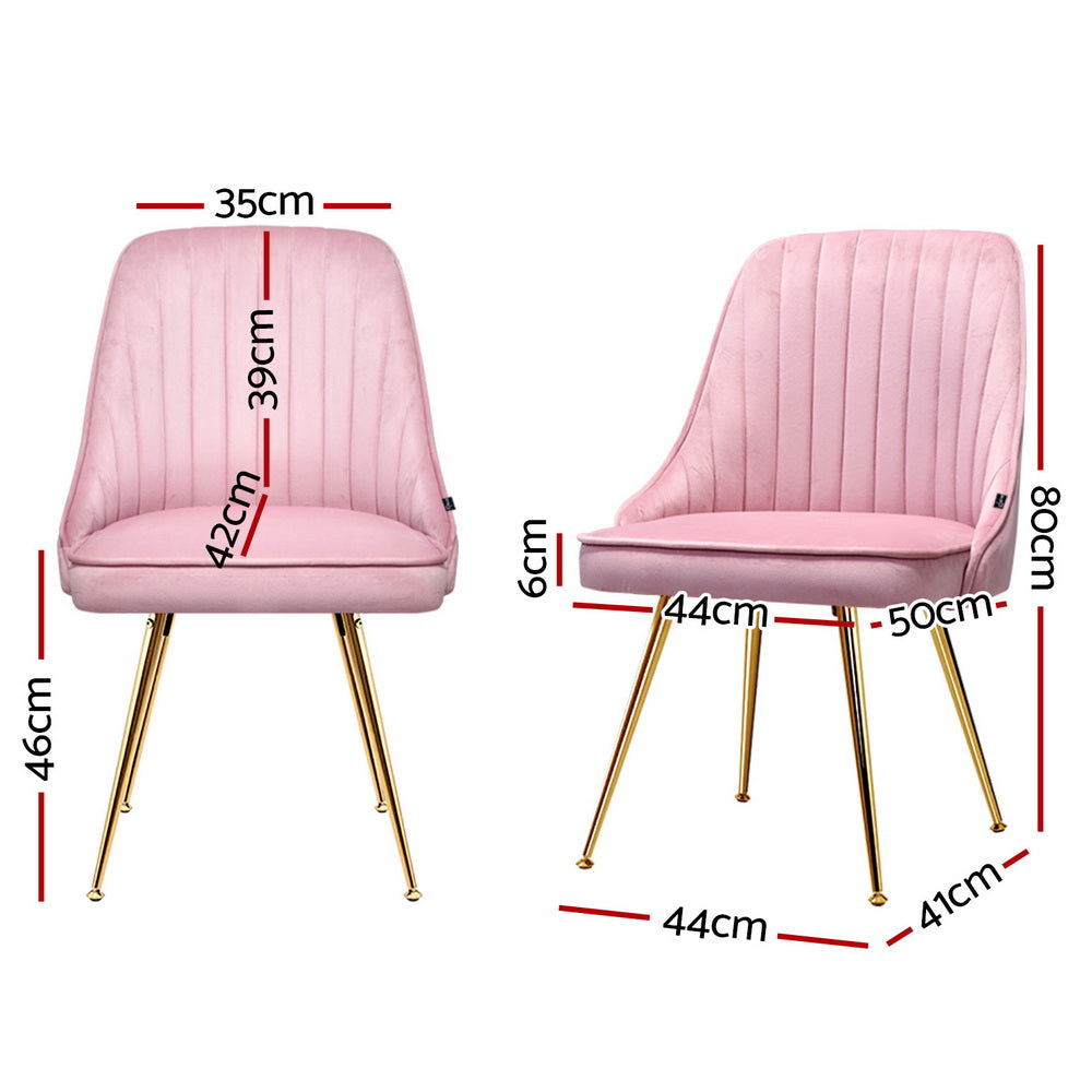 Aurora Velvet Dining Chair - Pink (Set of 4)