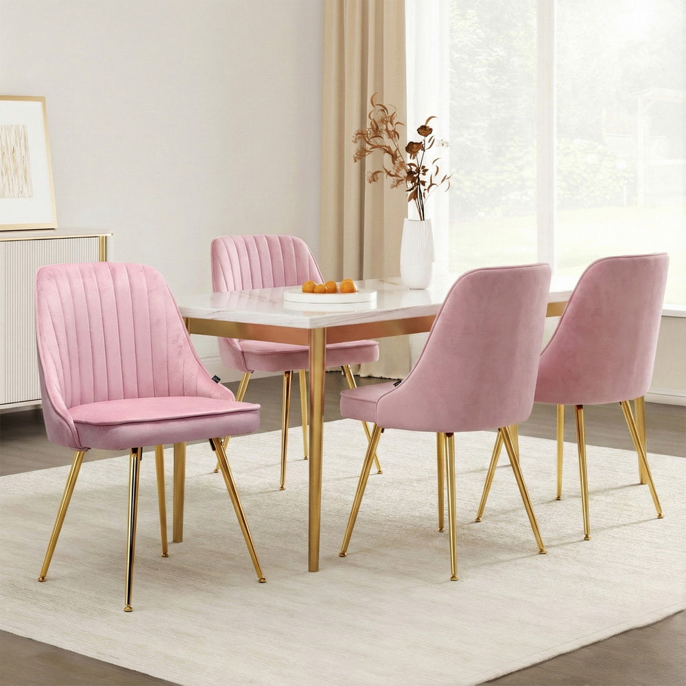 Aurora Velvet Dining Chair - Pink (Set of 4)