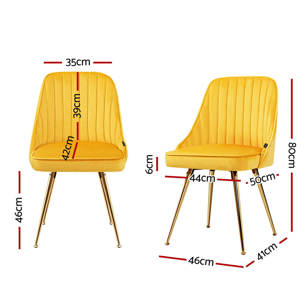 Aurora Velvet Dining Chair - Yellow (Set of 4)