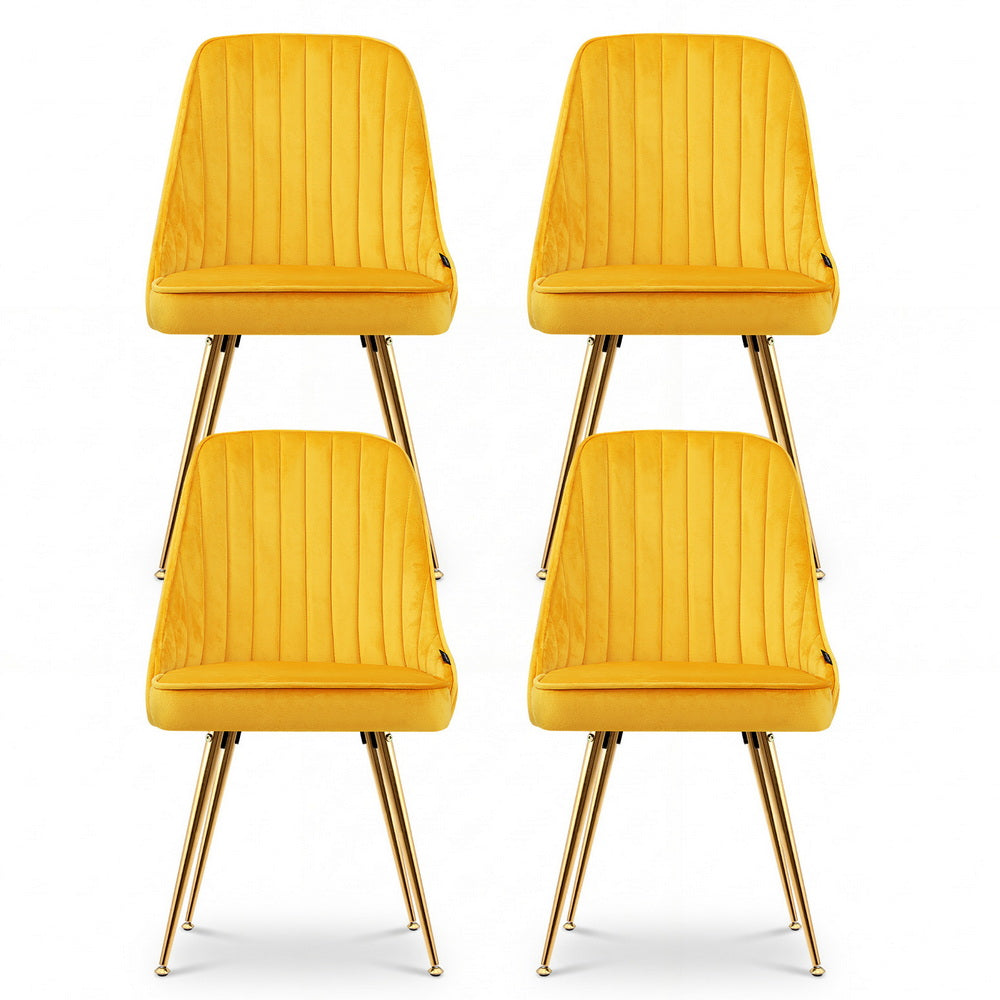 Aurora Velvet Dining Chair - Yellow (Set of 4)