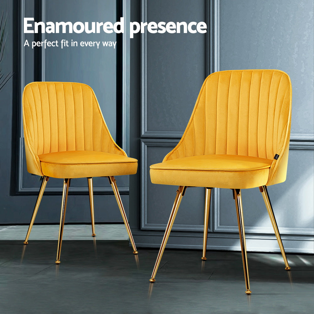 Aurora Velvet Dining Chair - Yellow (Set of 4)