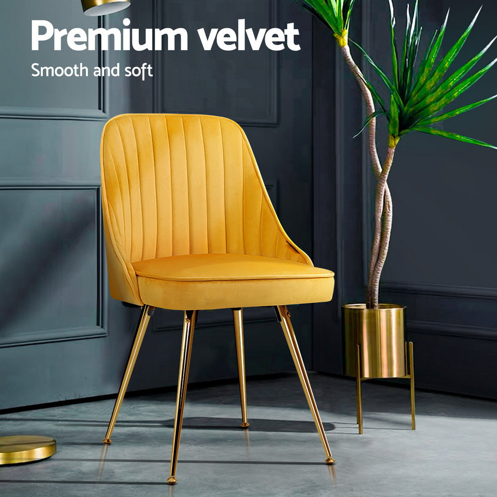 Aurora Velvet Dining Chair - Yellow (Set of 4)