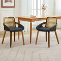 Margot Rattan & Faux Leather Dining Chair - Black (Set of 2)