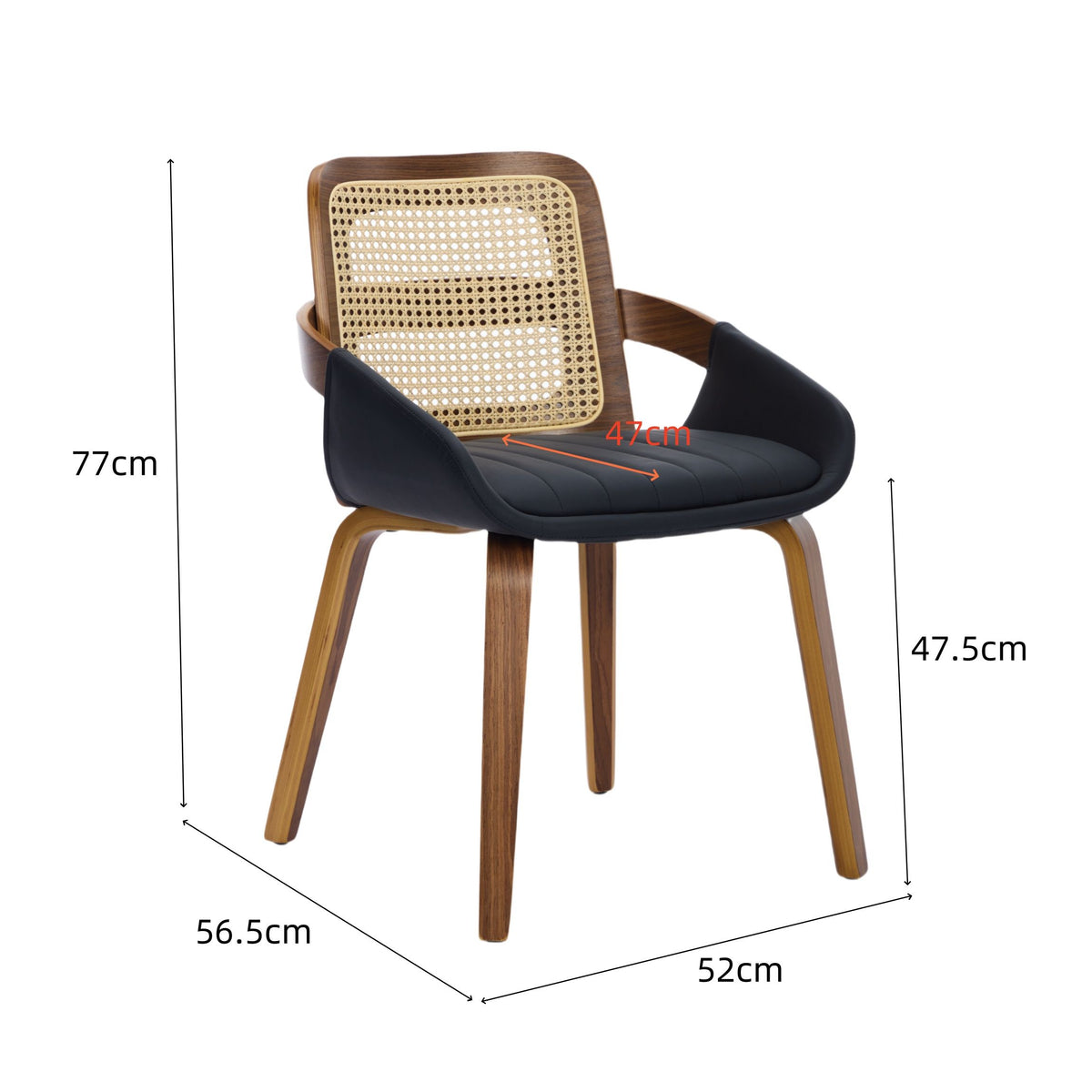Margot Rattan & Faux Leather Dining Chair - Black (Set of 2)