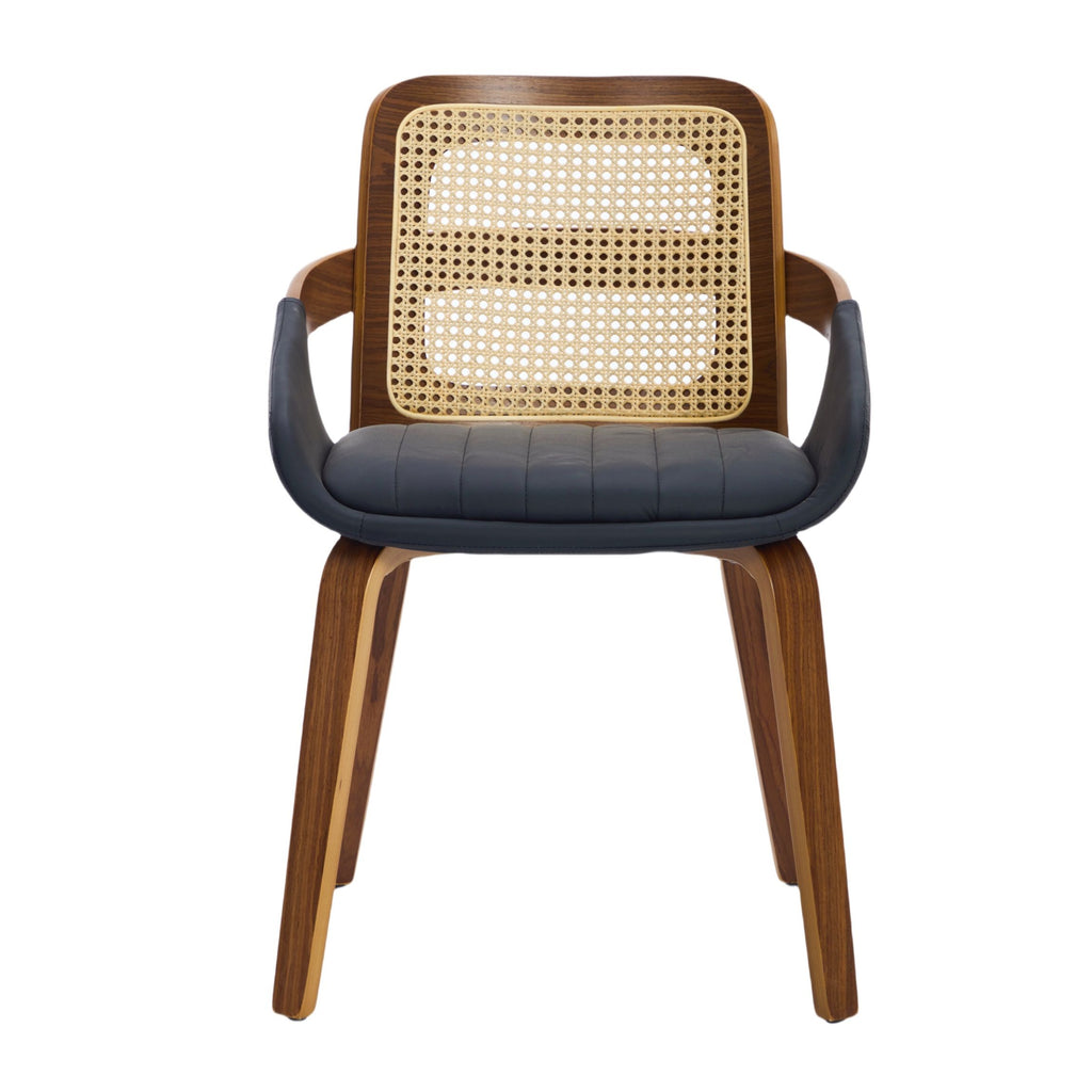 Margot Rattan & Faux Leather Dining Chair - Black (Set of 2)