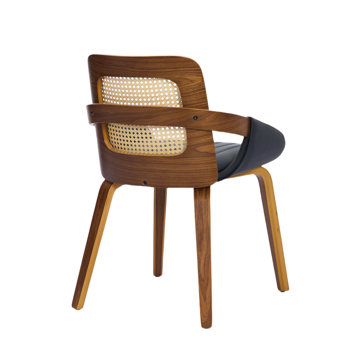 Margot Rattan & Faux Leather Dining Chair - Black (Set of 2)
