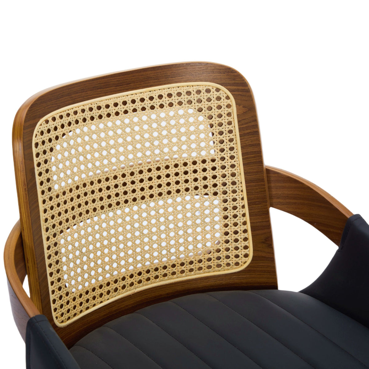 Margot Rattan & Faux Leather Dining Chair - Black (Set of 2)