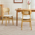 Margot Rattan & Faux Leather Dining Chair - White (Set of 2)