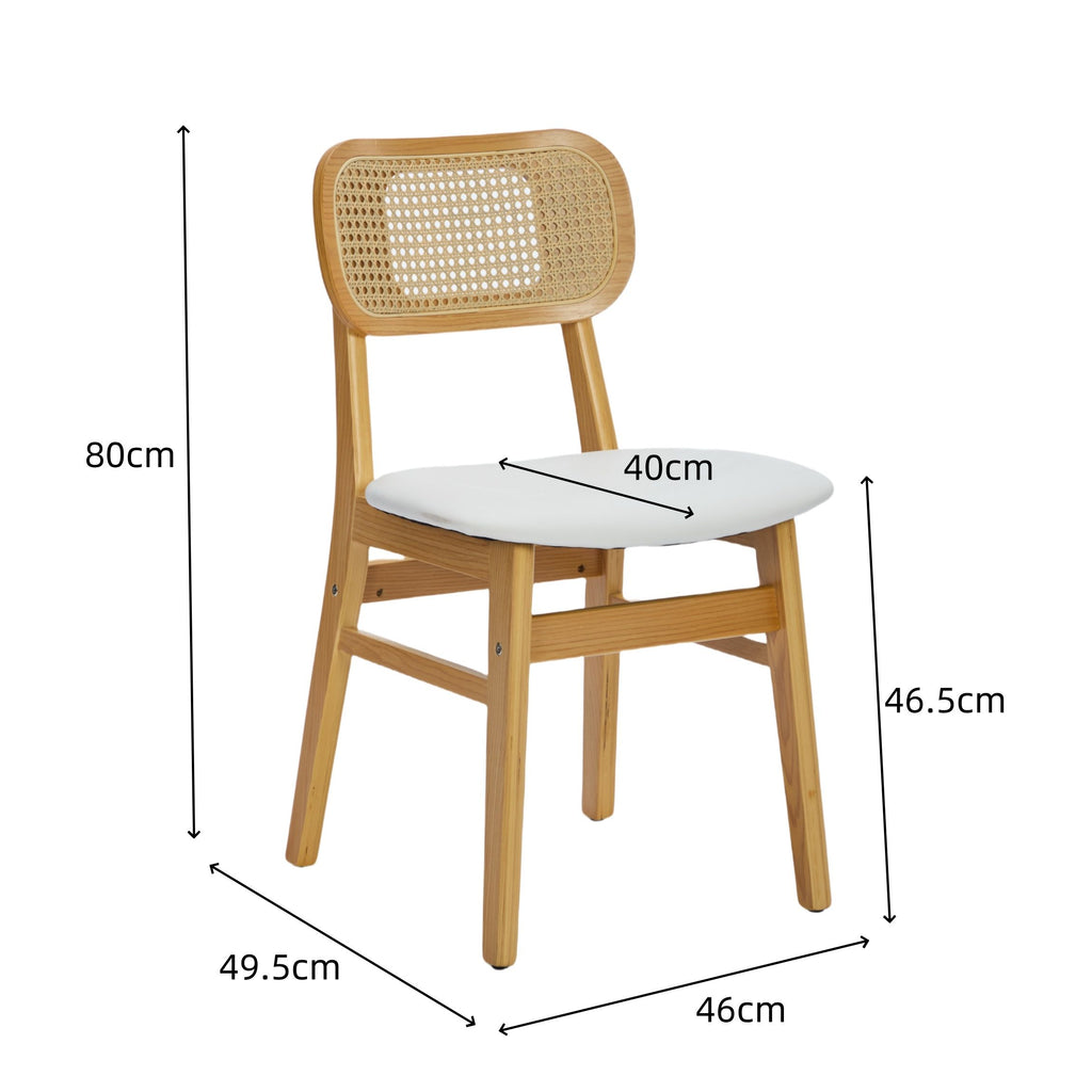 Margot Rattan & Faux Leather Dining Chair - White (Set of 2)