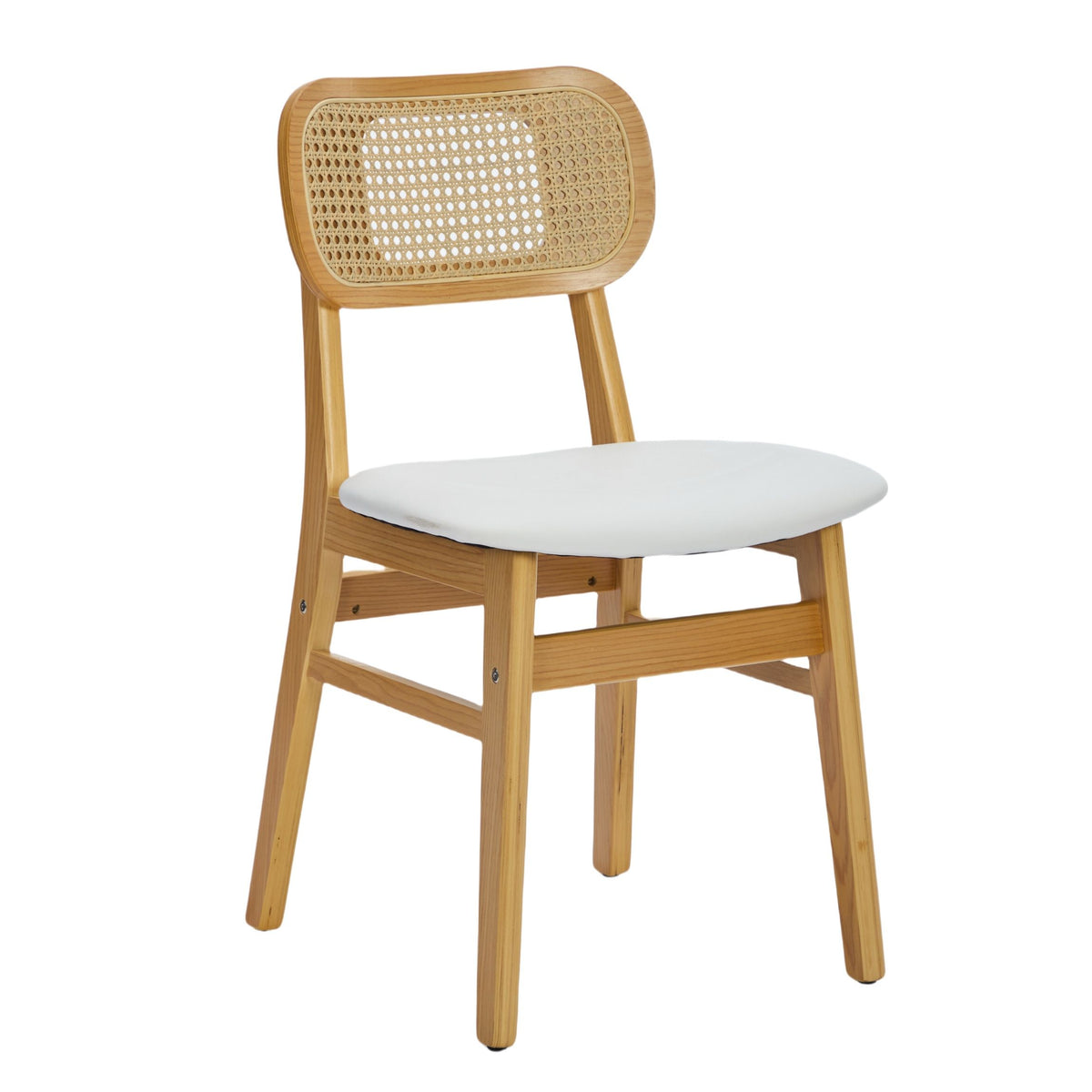 Margot Rattan & Faux Leather Dining Chair - White (Set of 2)