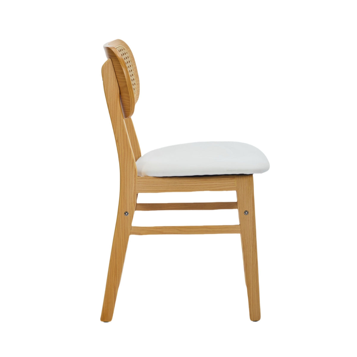 Margot Rattan & Faux Leather Dining Chair - White (Set of 2)
