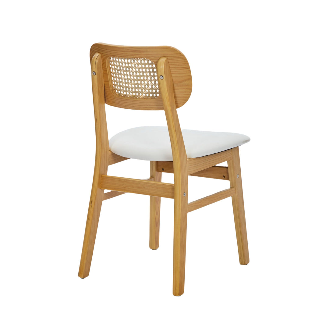 Margot Rattan & Faux Leather Dining Chair - White (Set of 2)