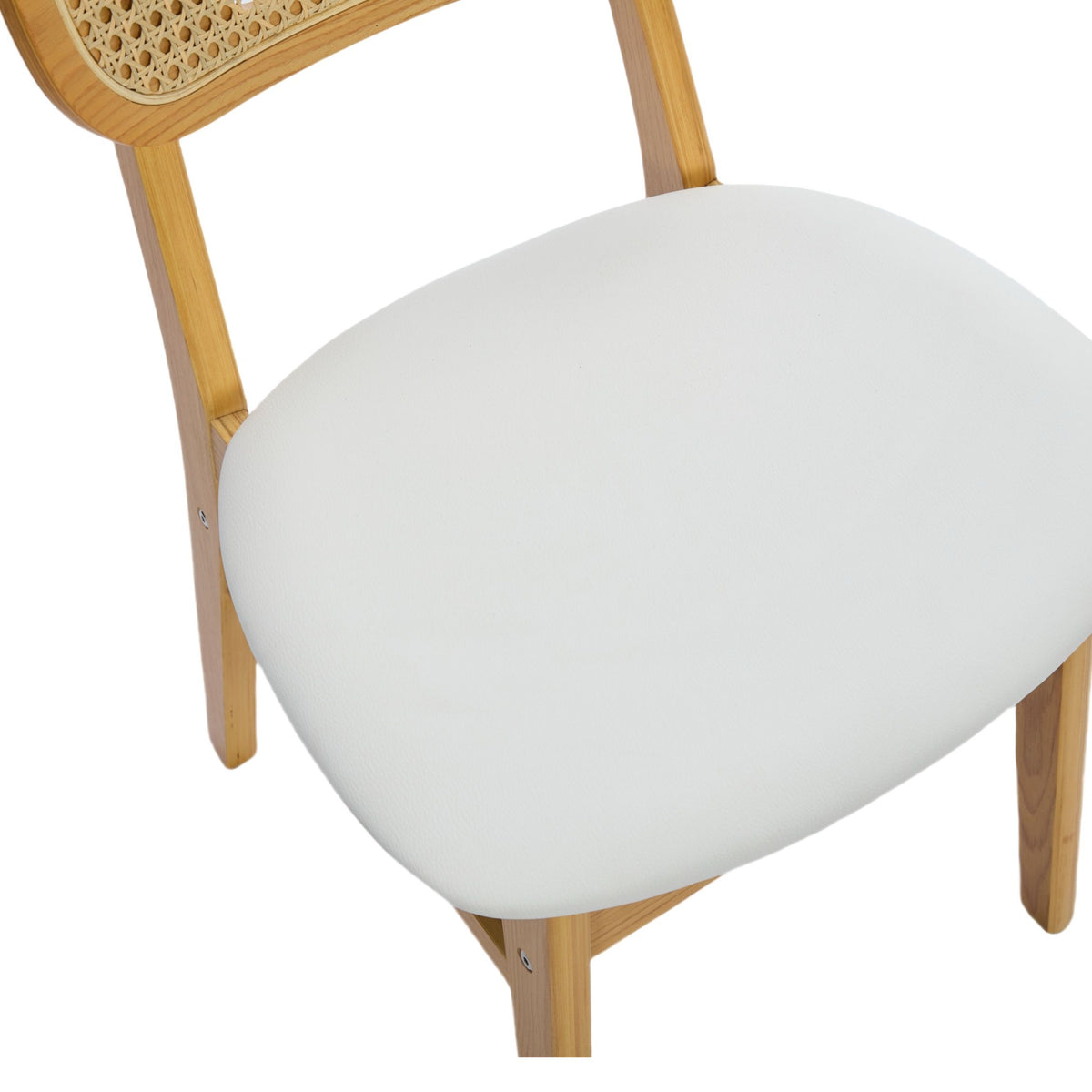 Margot Rattan & Faux Leather Dining Chair - White (Set of 2)