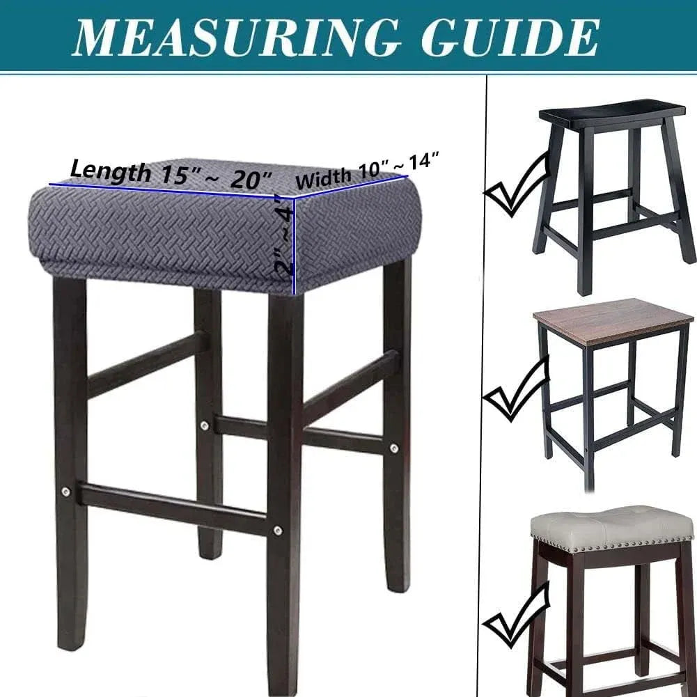 Rectangle Bar Stool Covers 1 Pack Stretch Washable Slipcovers for Saddle Counter Stools and Vanity Stools, Black