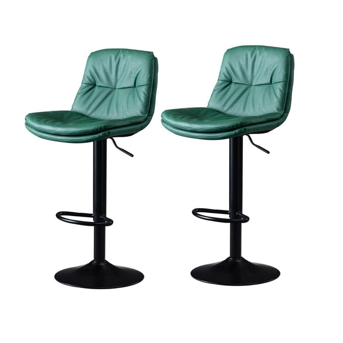 Cora PU Leather Counter Stool - Green (Set of 2)