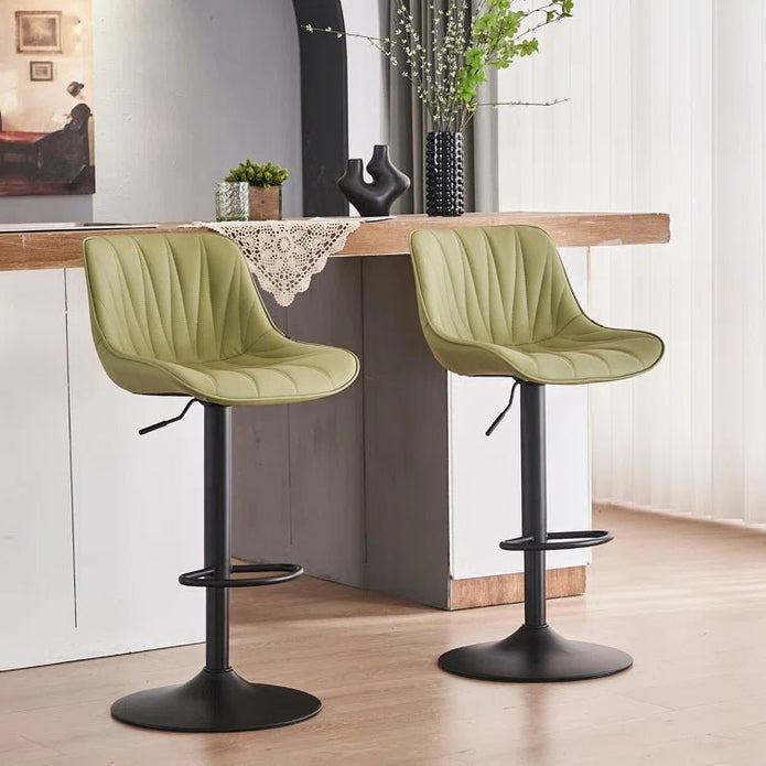 Daisy PU Leather Counter Stool - Avocado Green / Gold Base (Set of 2)