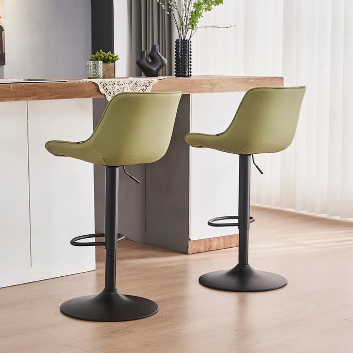 Daisy PU Leather Counter Stool - Avocado Green / Gold Base (Set of 2)