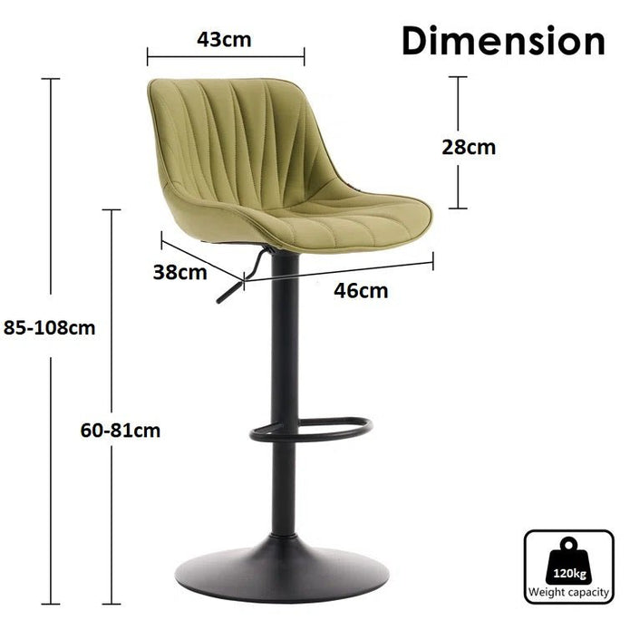 Daisy PU Leather Counter Stool - Avocado Green / Gold Base (Set of 2)