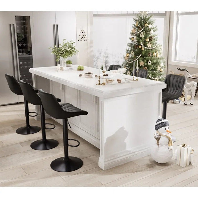 Daisy PU Leather Counter Stool - Black / Gold Base (Set of 2)