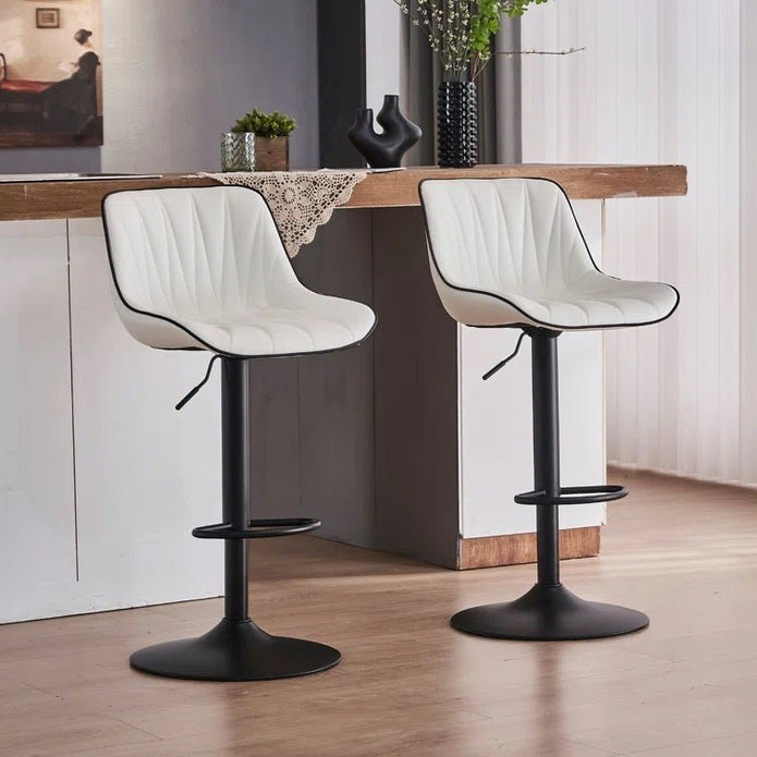 Daisy PU Leather Counter Stool - White / Gold Base (Set of 2)