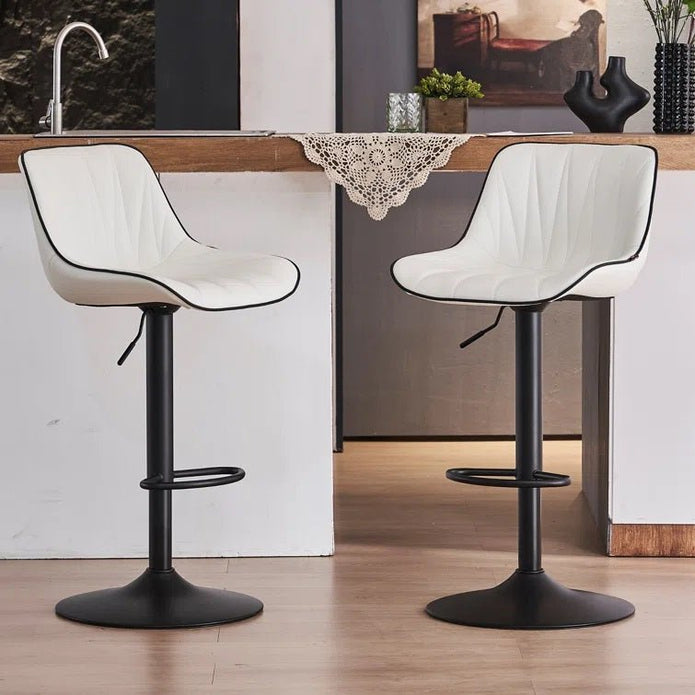 Daisy PU Leather Counter Stool - White / Gold Base (Set of 2)