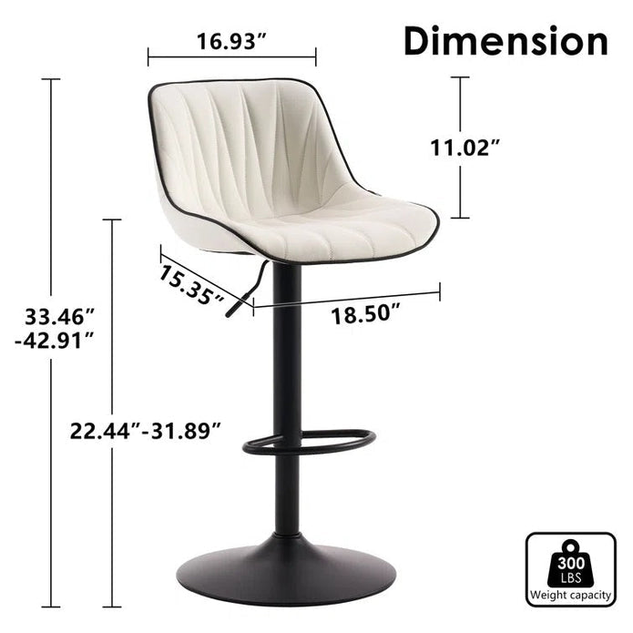 Daisy PU Leather Counter Stool - White / Gold Base (Set of 2)