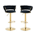Silas Velvet Counter Stool - Black / Gold Base (Set of 2)