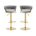 Silas Velvet Counter Stool - Grey / Gold Base (Set of 2)