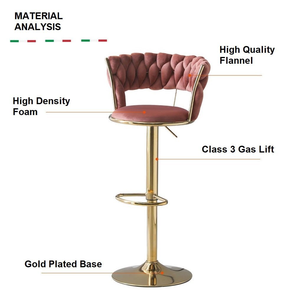 Silas Velvet Counter Stool - Grey / Gold Base (Set of 2)