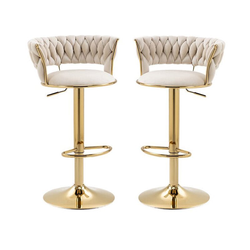 Silas Velvet Counter Stool - Ivory / Gold Base (Set of 2)