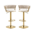 Silas Velvet Counter Stool - Ivory / Gold Base (Set of 2)