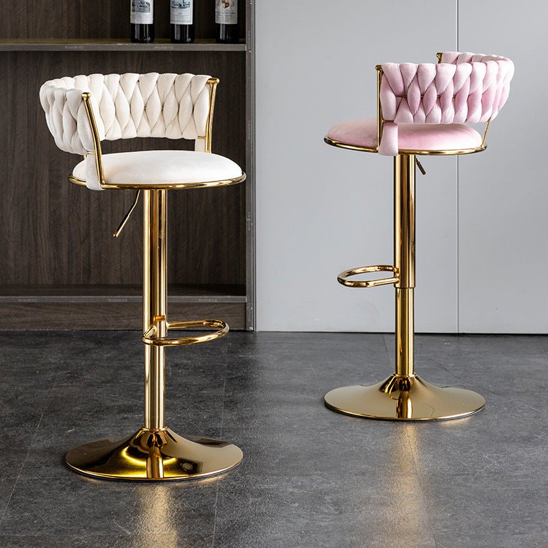 Silas Velvet Counter Stool - Ivory / Gold Base (Set of 2)