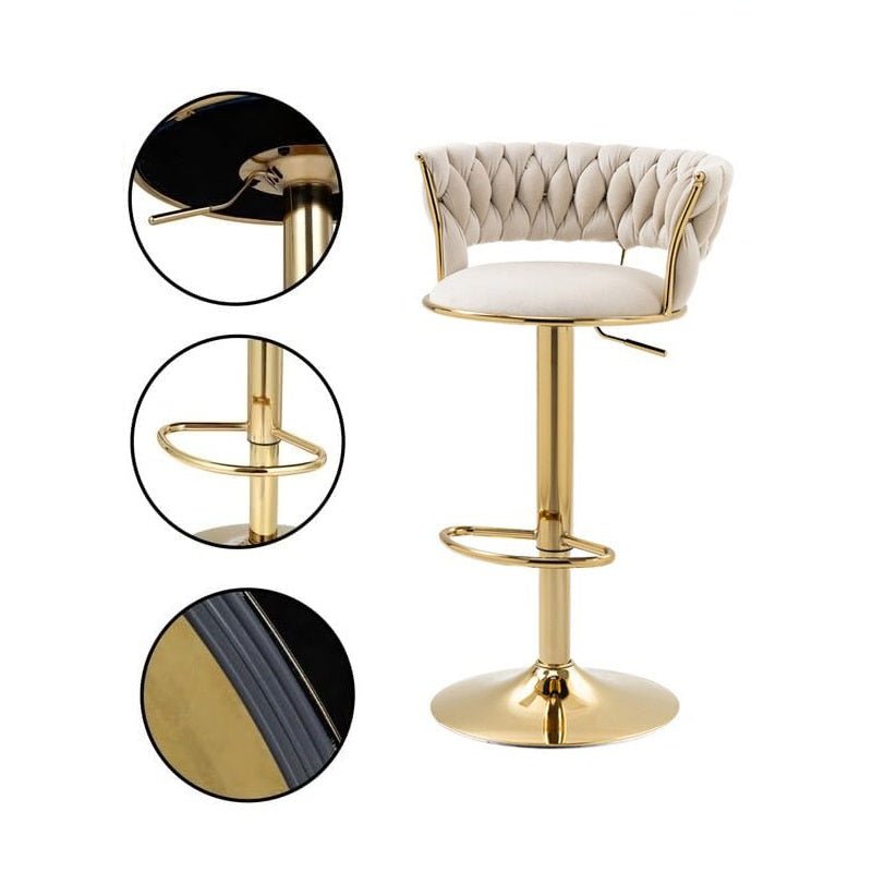 Silas Velvet Counter Stool - Ivory / Gold Base (Set of 2)