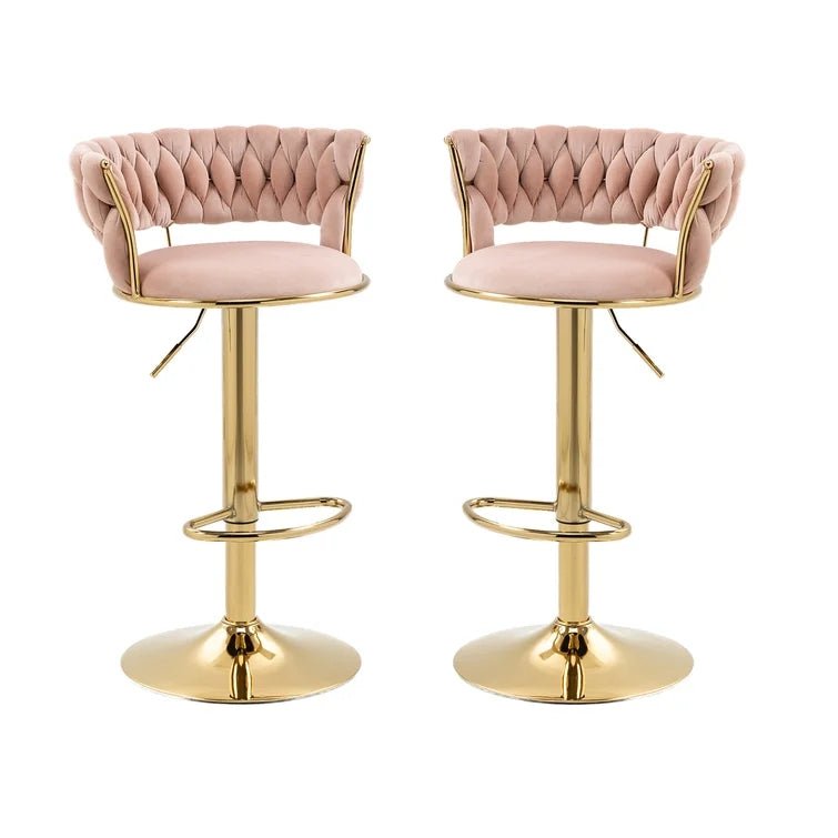 Silas Velvet Counter Stool - Pink / Gold Base (Set of 2)