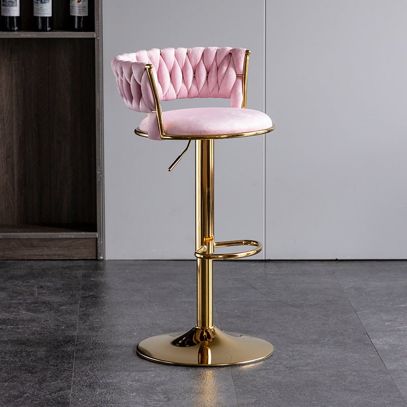 Silas Velvet Counter Stool - Pink / Gold Base (Set of 2)