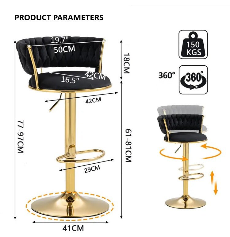 Silas Velvet Counter Stool - Pink / Gold Base (Set of 2)