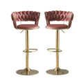 Silas Velvet Counter Stool - Red Bean Brown / Gold Base (Set of 2)