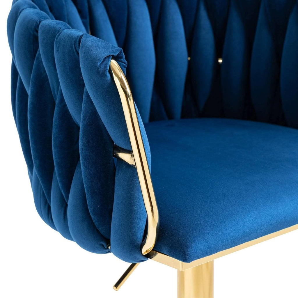Wesley Velvet Counter Stool - Navy / Gold Base (Set of 2)