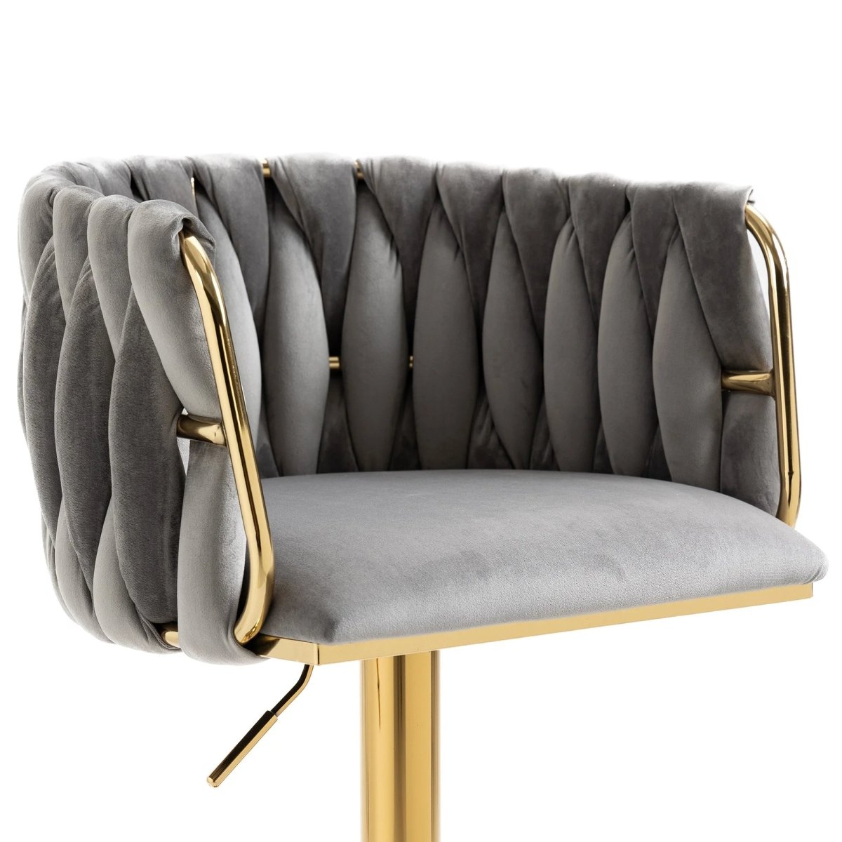 Wesley Velvet Counter Stool - Grey / Gold Base (Set of 2)