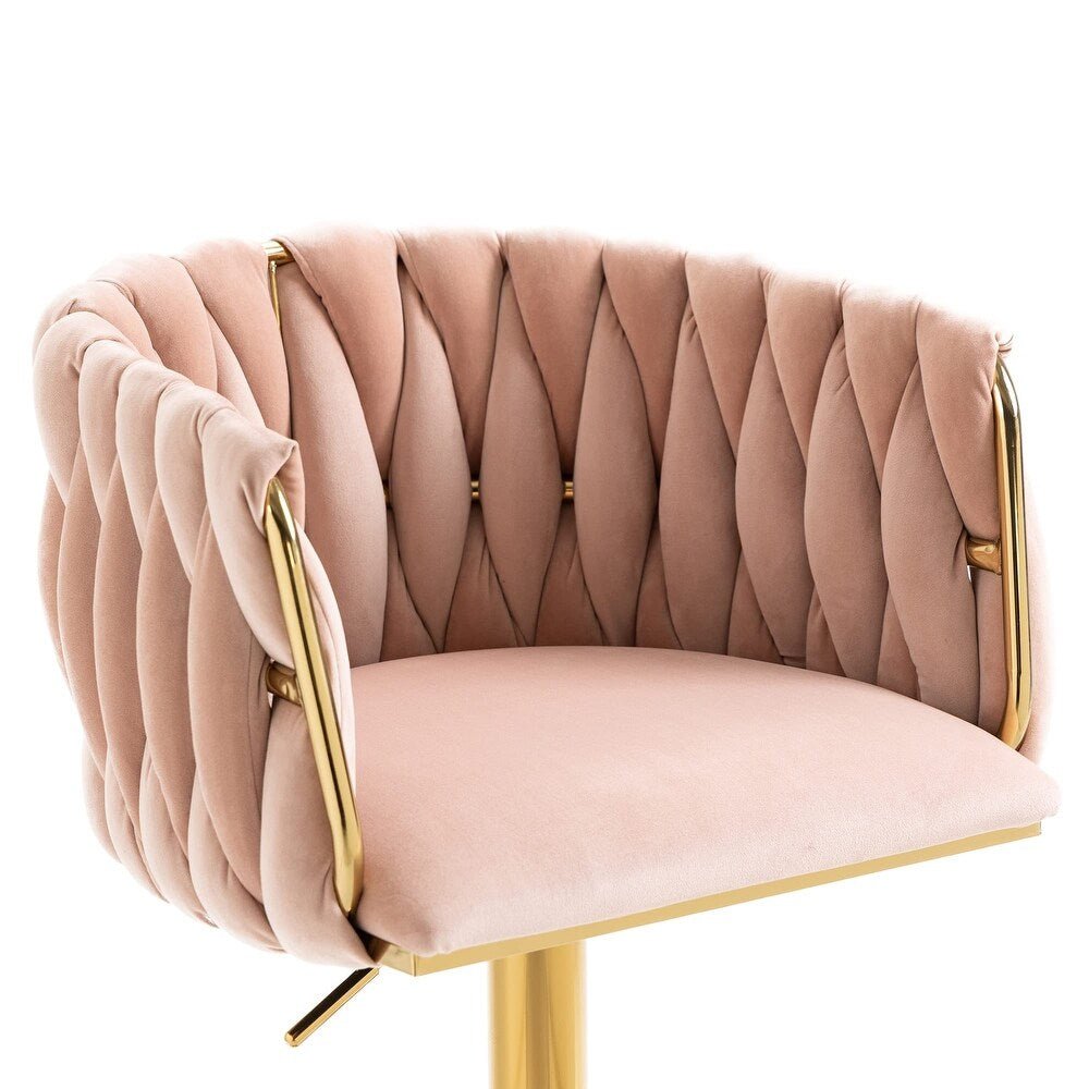 Wesley Velvet Counter Stool - Pink / Gold Base (Set of 2)